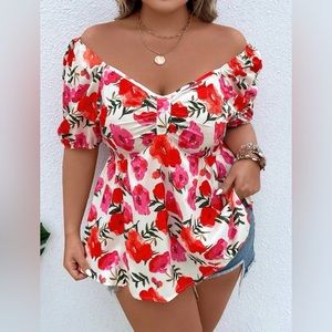 SHEIN peplum floral top 4XL